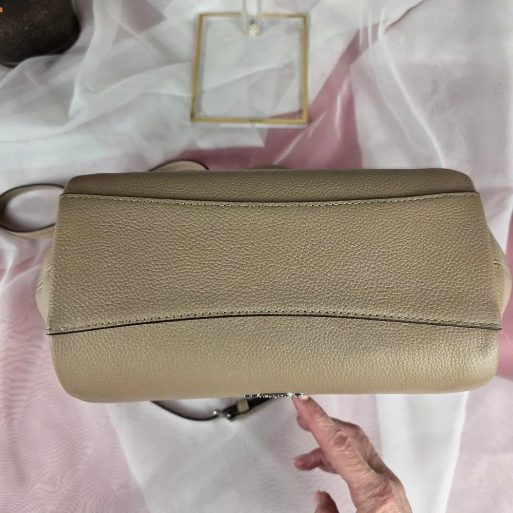 Coach Elise Satchel Pebble Leather‎ Taupe Crossbody Handbag 79316